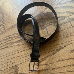 Men’s black leather belt 36 silver buckle